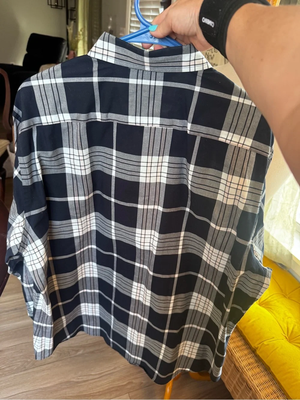 Banana Republic Navy and White Plaid Button-Down Shirt
